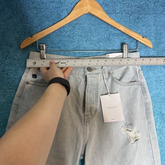 KanCan Womens 7/27 90s Flare Light Blue Jeans Wide Leg Distressed Denim - Picture 3 of 16